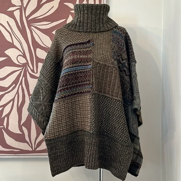 Polo Ralph Lauren Patchwork Wool-Blend Poncho